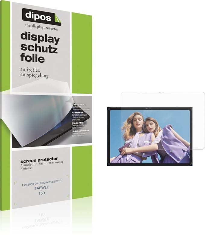 dipos – 2x Matte Beschermfolie geschikt voor TABWEE T60 | Krasbestendige & antireflecterende Screenprotector Ultra-Thin