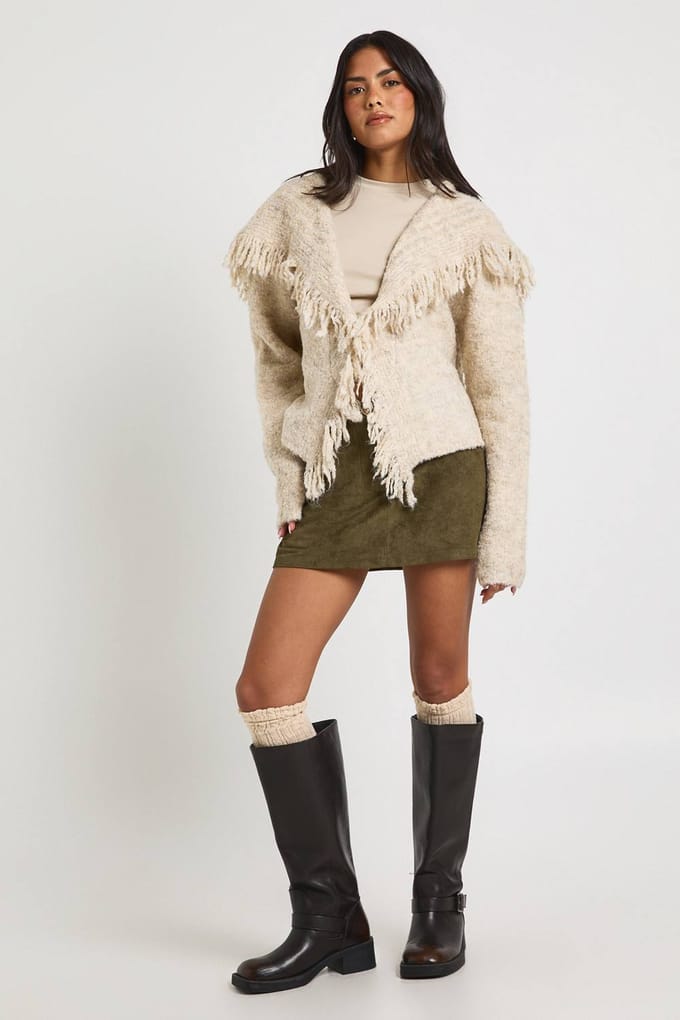 boohoo Dames Namaaksuede Skort | Olive | Maat: 10
