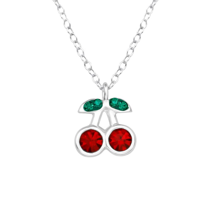 Princess Ketting Kersen - 925 Zilver E-Coating - 8x8mm - 36+3cm