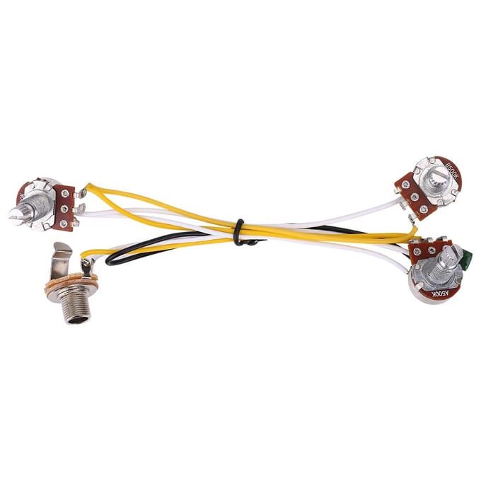 2 Volume 1 Toon 1 Jack 500K Potmeters 3-weg Schakelaar Bedradingsset voor JB Elektrische Gitaar Bas white