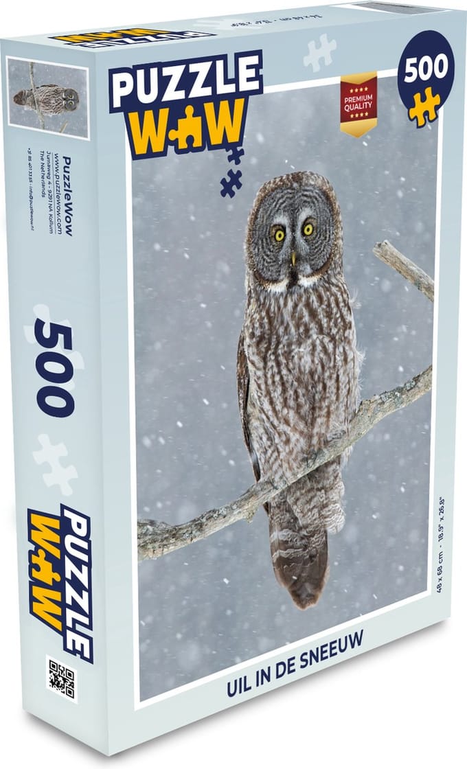 Puzzel Uil in de sneeuw - Legpuzzel - Puzzel 500 stukjes