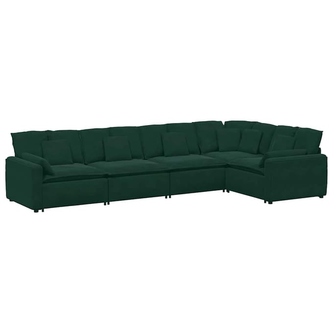 vidaXL - Modulaire - bank - met - kussens - fluweel - donkergroen