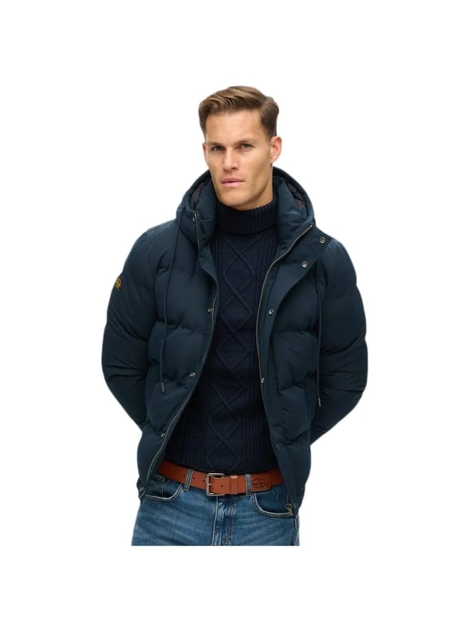 Superdry - Everest Korte Gewatteerde Jas Met Capuchon - Heren - Gewatteerde jassen