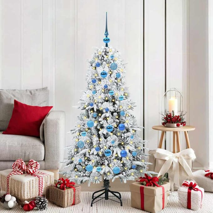vidaXL - Kunstmatige - Hinged - Kerstboom - met - 150 - LED - Wit - 150 - cm - PE - en - PVC