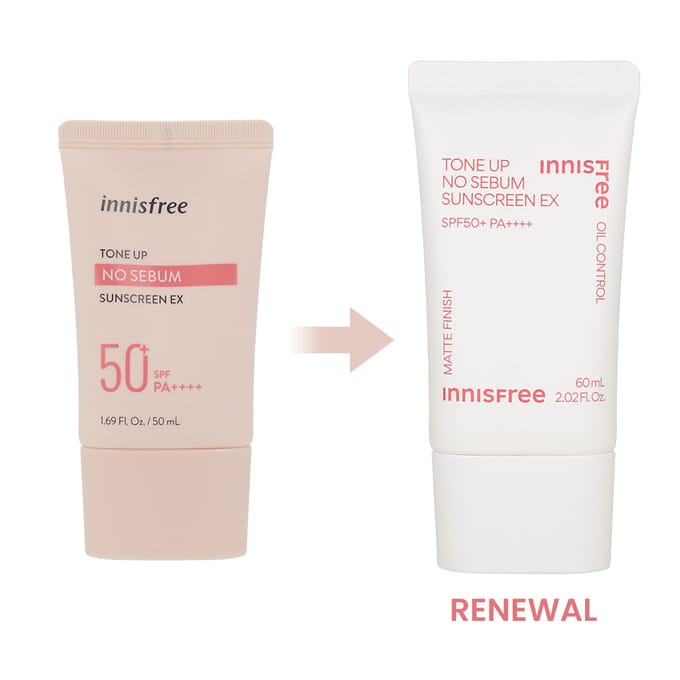Innisfree Tone Up No Sebum Sun Screen SPF50 PA +++ 60 мл AUTHENTIC STORE white