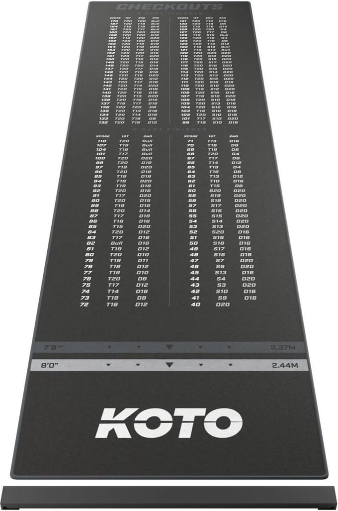 Dartmat met Checkout en Antislip Onderzijde 285 x 80 cm