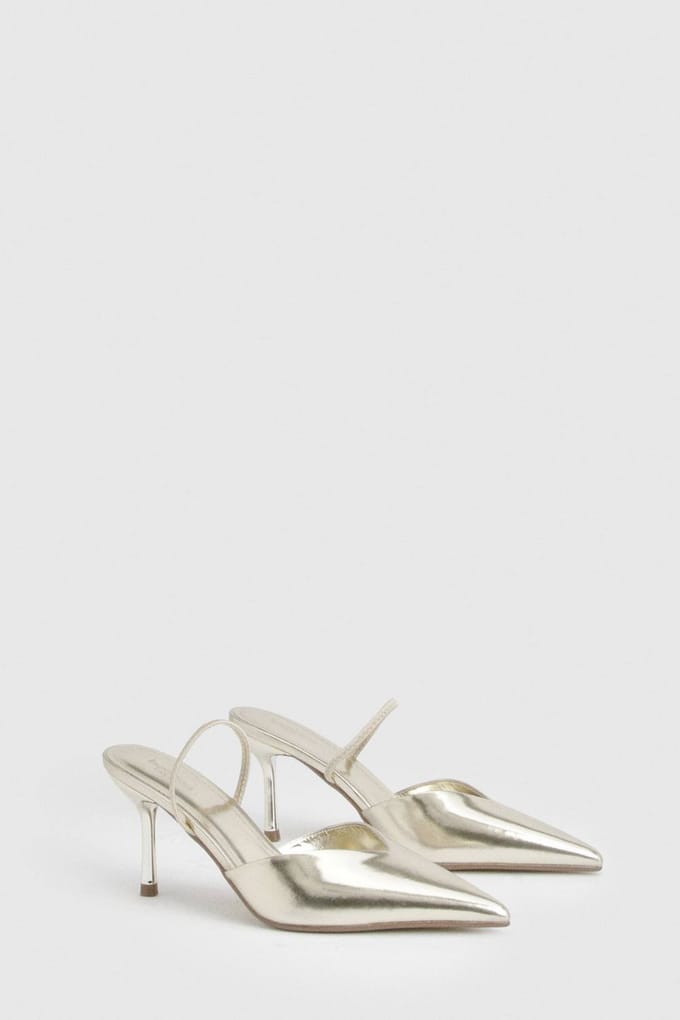 boohoo Dames Wijde Pasvorm Slingback Pumps | Goud | Maat: 41