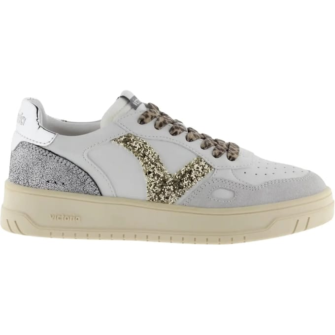 Witte en gouden leren sneakers voor dames Victoria