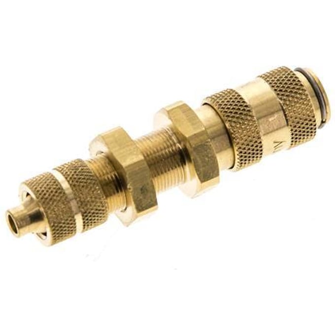 Messing DN 2.7 (Micro) Luchtkoppeling Snelkoppeling 4x6 mm Push-On Schotkoppeling Double Shut-Off - CLS2-NB-B-SV-P-4