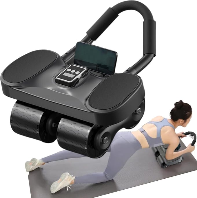 Buikspierwiel Trainer - Core Trainer - Krachtige Core Training - Met Ingebouwde Teller - 35cm Breed - Zwart