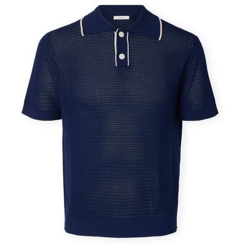 Polo Shirt Korte Mouw Selected Jesse Knit - Ocean Cavern/Birch