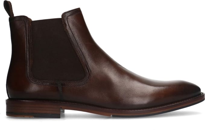 Manfield - Heren - Bruine leren chelsea boots - Maat 46