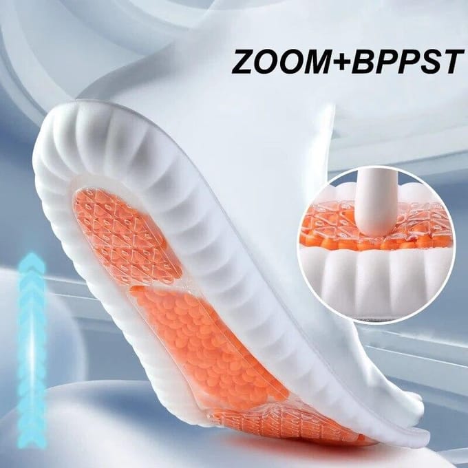 Sport Inlegzolen 4D PU Inlegzolen Super Zachte Hoge Elasticiteit Schoen Pads Deodorant Kussen Steunzool Hardloop Inlegzolen 45-46 white