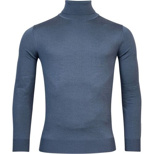 Thomas Maine Trui Merino Col Uni Single Knit Storm Sky / male