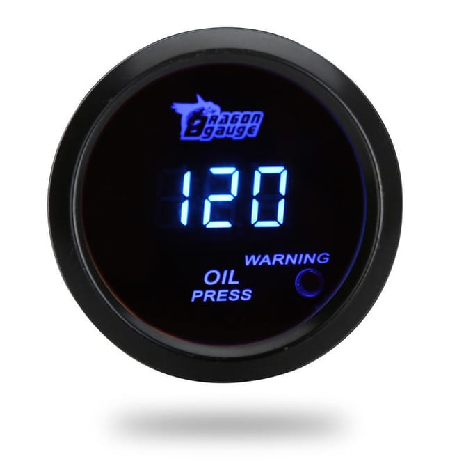 Digitale oliedrukmeter met sensor voor auto 52 mm 2 inch LCD 0 ~ 120PSI waarschuwingslampje zwart black