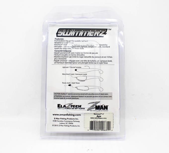 Zman Soft Lure SwimmerZ 4 Inch 4/Pack Ayu (6312) white