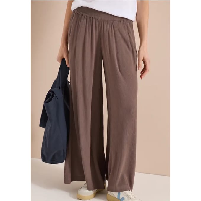 Wide Legs broek met crêpe structuur