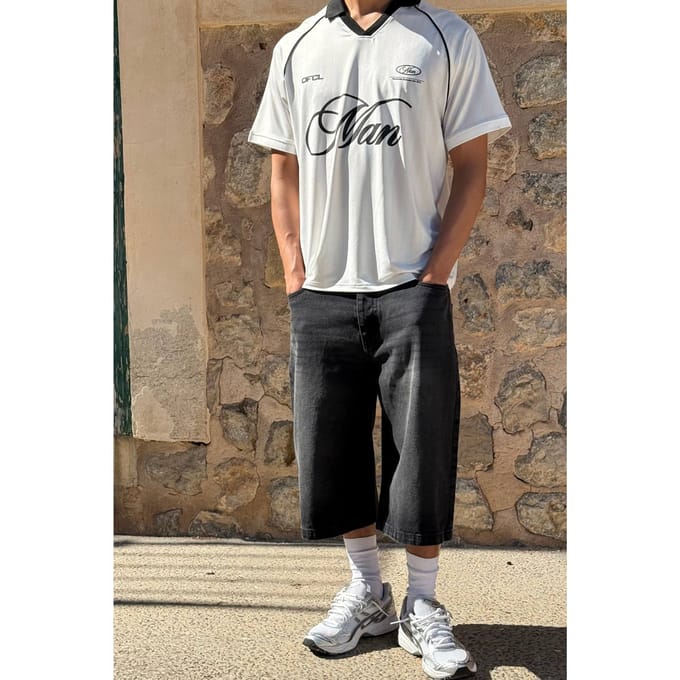 Essential Longline Fit Denim Jorts | Washed Black | Size 60
