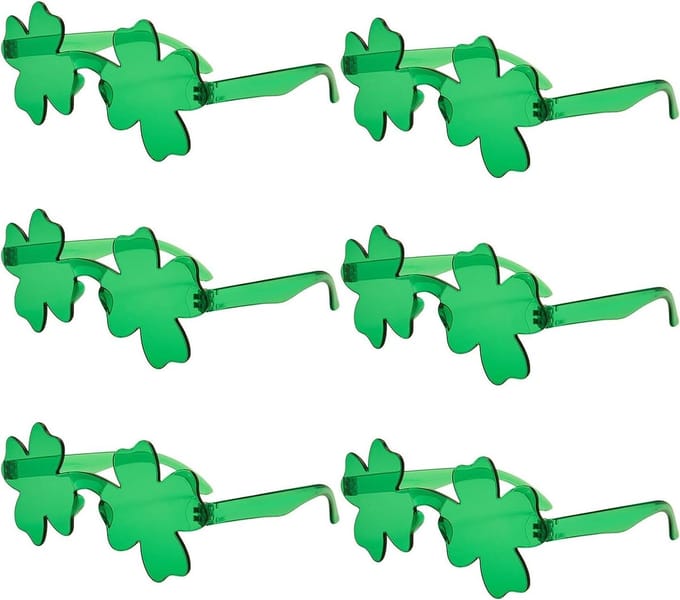 Allecto Plus - Zonnebril vier blad klaver Ierse Shamrock - Set van 3 - Feest kleding accessoires voor St. Patrick's Day