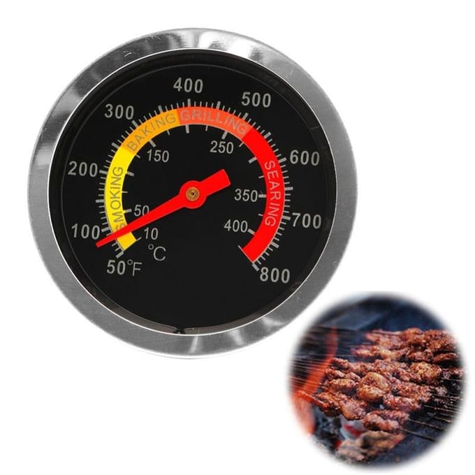 Nieuwe roestvrijstalen BBQ-rokergrillthermometer Temperatuurmeter 10-400 graden Celsius gray