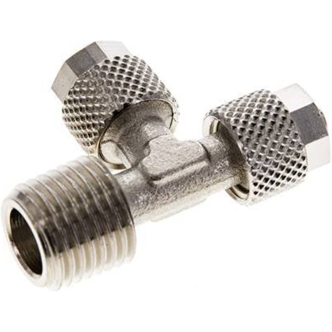 6x4 & R1/4'' Vernikkeld Messing T-Opsteekkoppeling Buitendraad [2 Stuks]