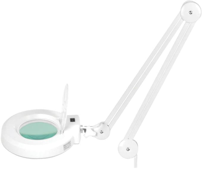 Loeplamp LED 5D met Schroefklem – Voor Manicure, Wimpers & Precisiewerk – Verstelbare Arm – S5 Wit