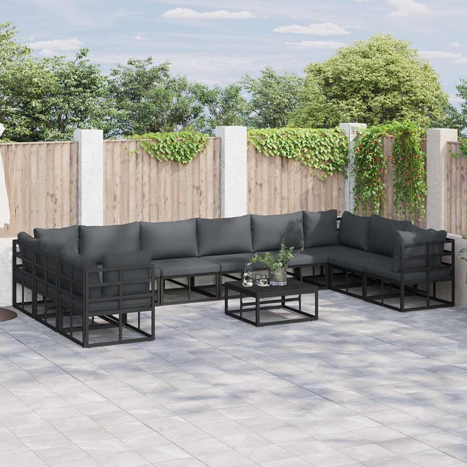 vidaXL - Tuinbank - Set - 10 - st - Zwart - Aluminium
