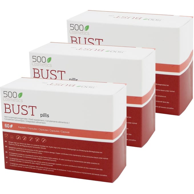 500COSMETICA BUST PILLS, capsules om borsten te verstevigen en te vergroten Unique wit/bruin