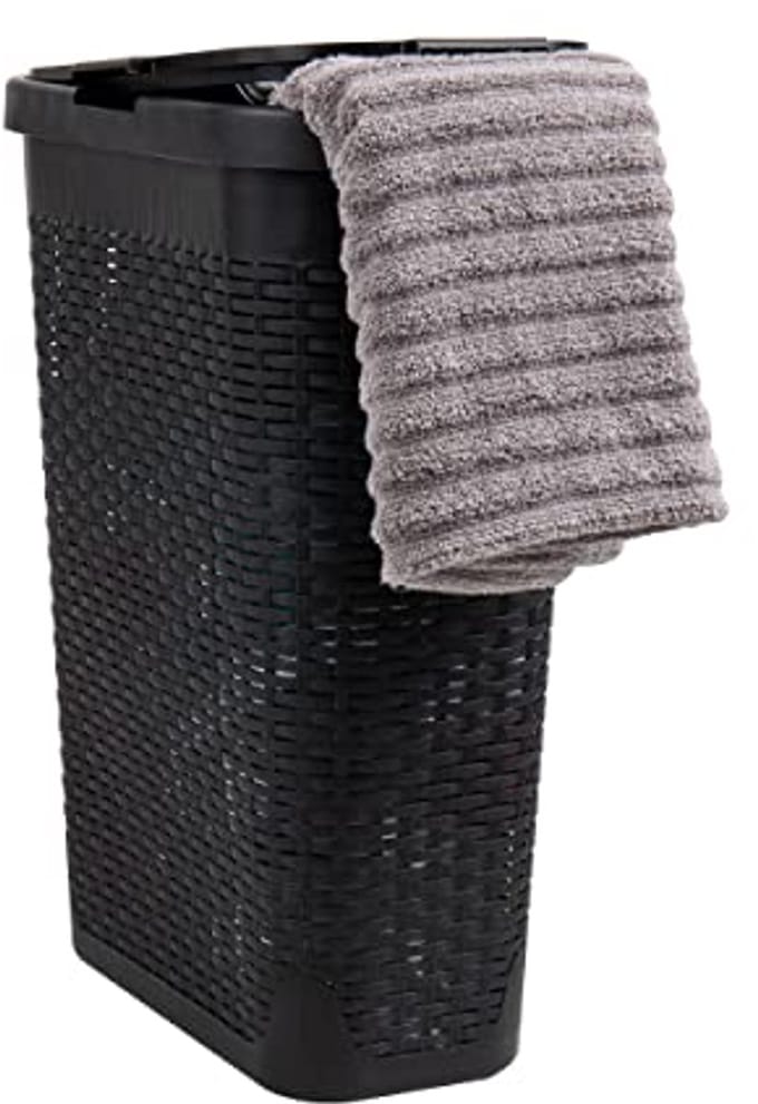 Slanke Wasmand met Handgrepen en Scharnierend Deksel - 40 Liter Geventileerd