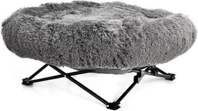 NapZZZ Honden/katten stoel Fluffy Grijs ovaal 70 cm