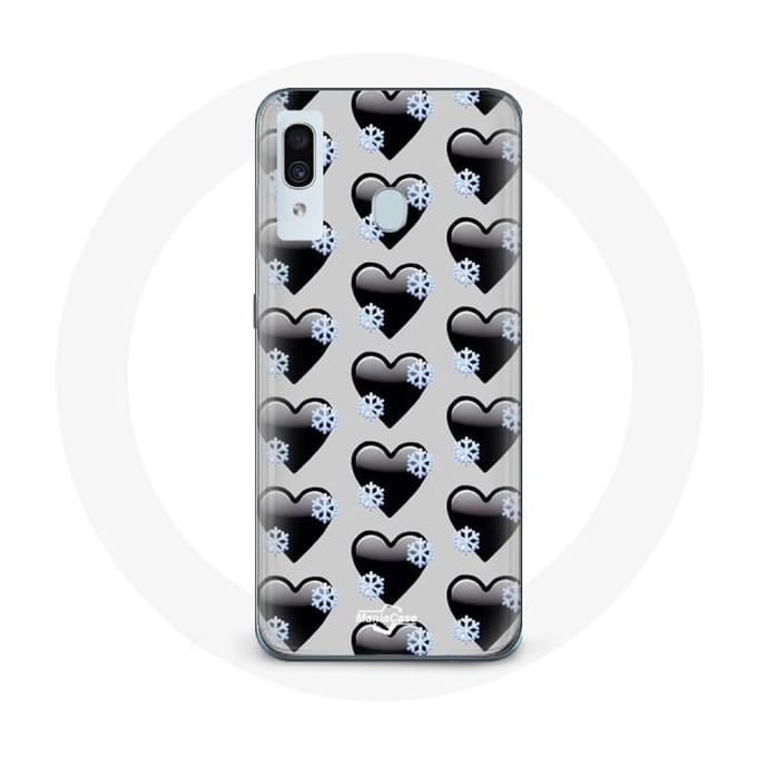 Coque pour Samsung Galaxy A20 Fond de coeurs noirs
