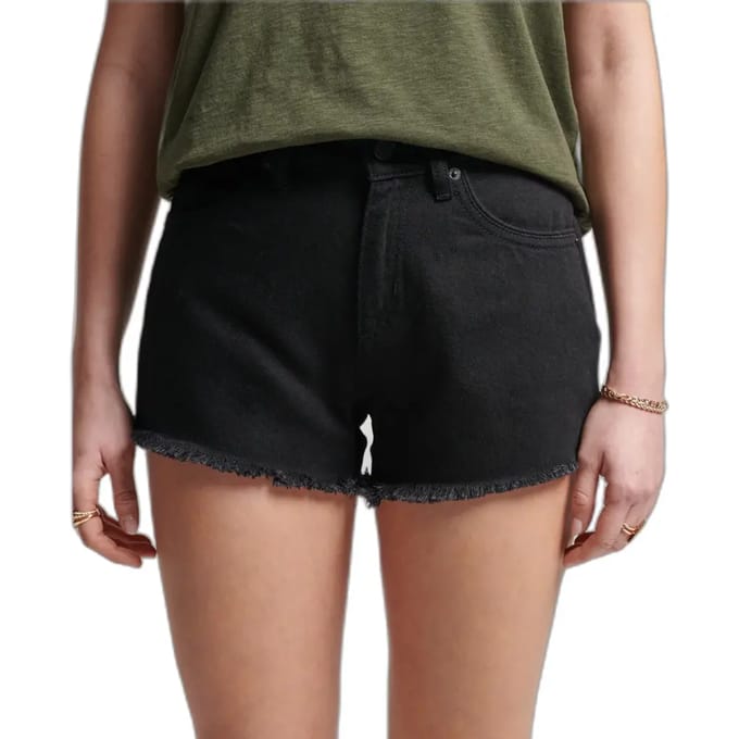 Superdry Studios High Rise Korte Jeans Zwart 28 Vrouw