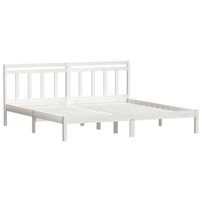 vidaXL - Bedframe - massief - hout - wit - 180x200 - cm