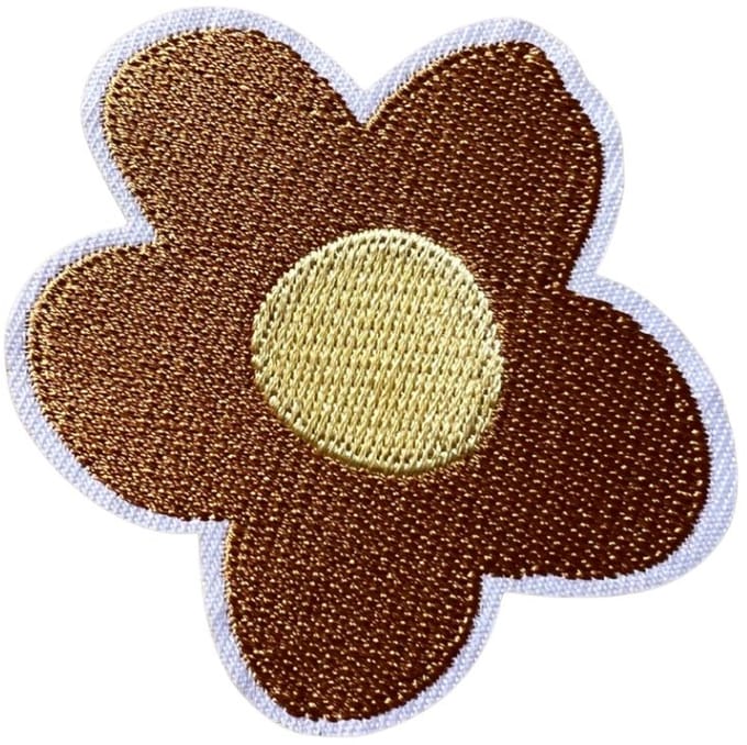 Bloem - Bruin - strijkapplicatie strijk embleem - patch - patches - stof & strijk applicatie - patchwork - Carnaval - Stofdecoratie 6 x 6