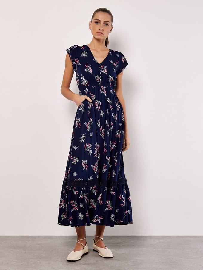 Maxi-jurk met botanische motieven