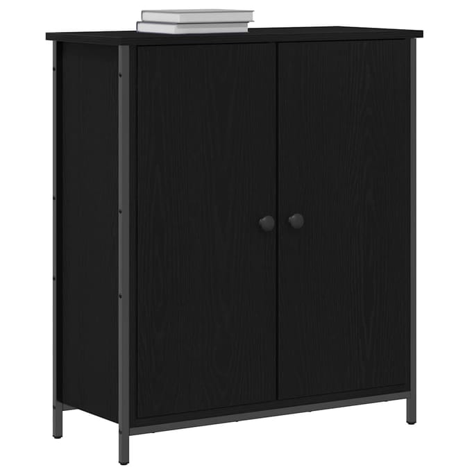 vidaXL - Dressoir - Zwart - Eiken - 70 - x - 30 - x - 80 - cm - Bewerkt - hout