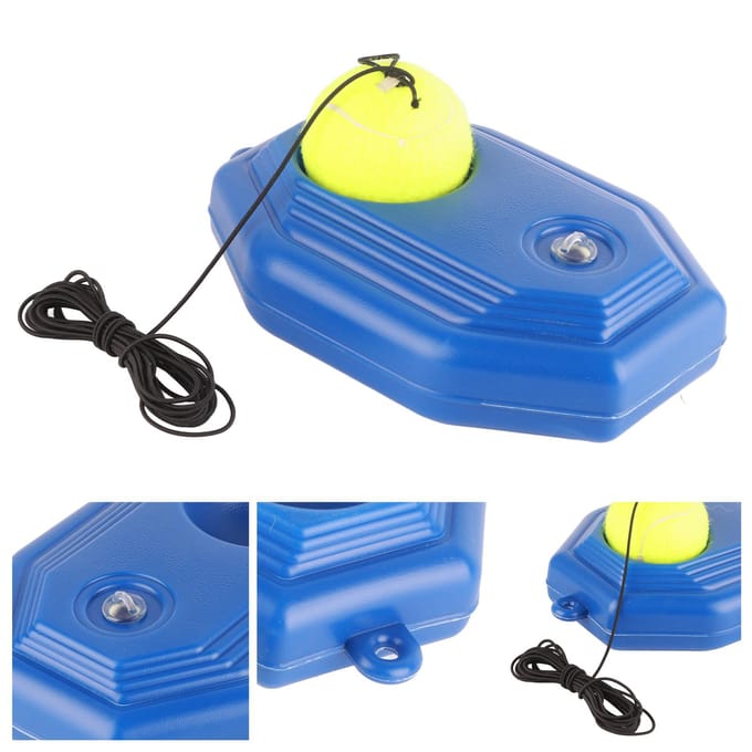 Tennisbal-rugtrainerset met rubberen elastisch touw voor training door één persoon blue