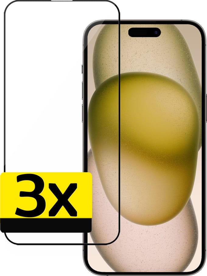Screenprotector - Geschikt voor Apple iPhone 15 Pro Max - 3 Stuks - Full Cover - Beschermglas - Gehard Glas - Tempered Glass - Screen Protector