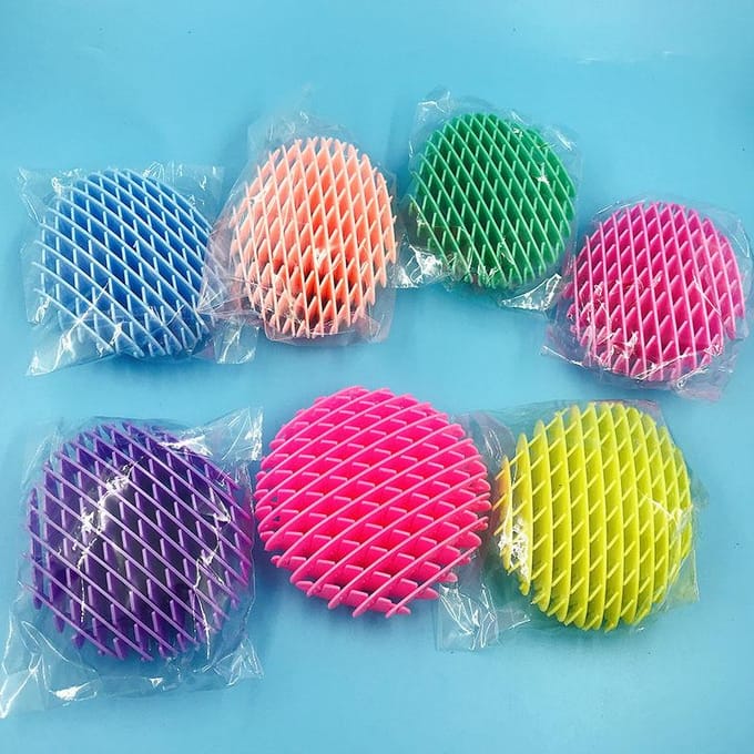 Creatieve 3D Ontspannende Vent Radijs Elastisch Net Worm Genezing Kinder Telescopisch Nieuwigheid Speelgoed W12224WW- blue