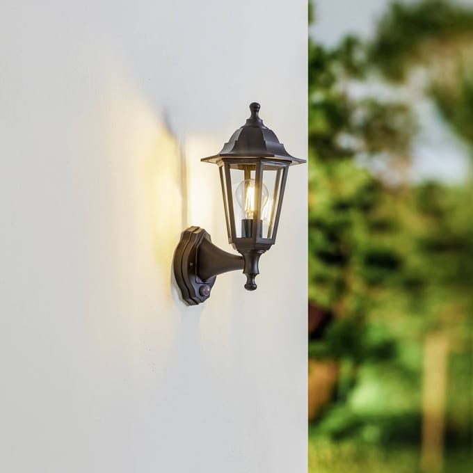 Lindby - Wandlampen buiten - 1licht - polycarbonaat, glas - H: 37.6 cm - E27 - zwart (RAL 9005)