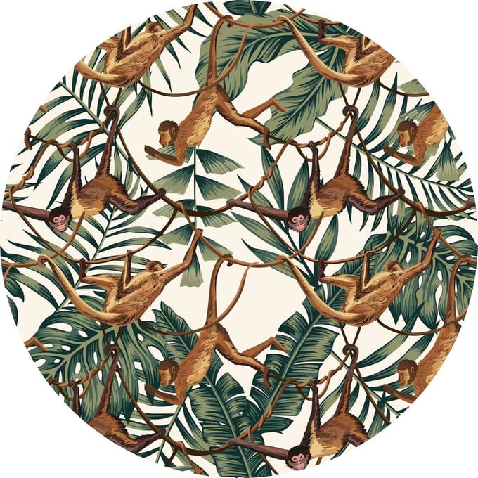 Vinyl | Vloerkleed vinyl rond | Funky Monkey | 150 cm Rond