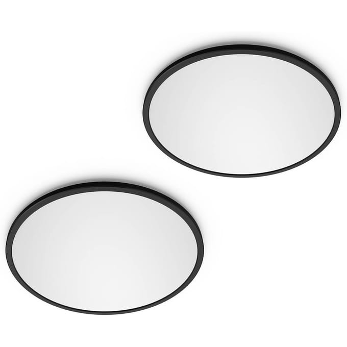 Philips LED SuperSlim 2-delige set zwart IP44 Ø 25 cm 2.700 K