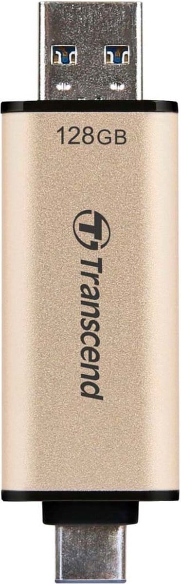 Transcend JetFlash 930C USB-stick – 128 GB – Goud – USB-A 3.2 Gen 1, USB-C