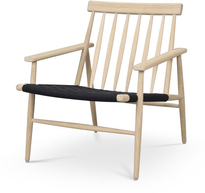 Rowico Home Canwood houten fauteuil whitewash - zwarte zitting