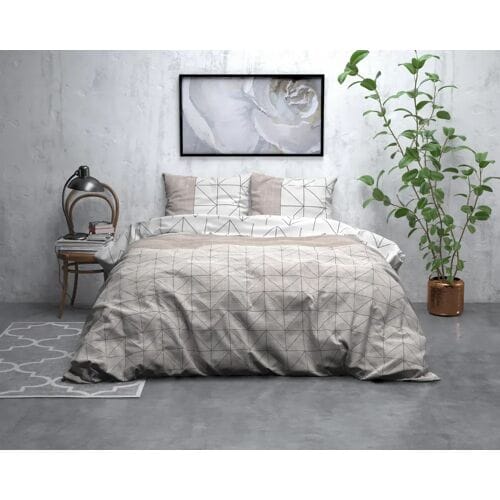 Sleeptime Flanel Gino Dekbedovertrek - Eenpersoons - 140 x 200/220 + 1 kussensloop 60x70 - Taupe