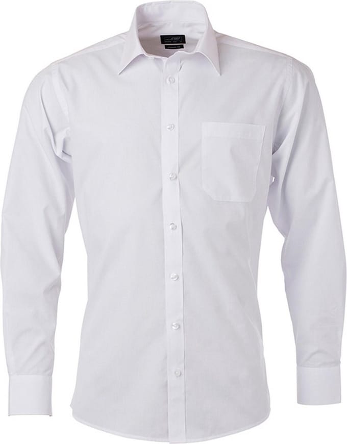 James and Nicholson Heren Longsleeve Poplin Shirt (Wit)