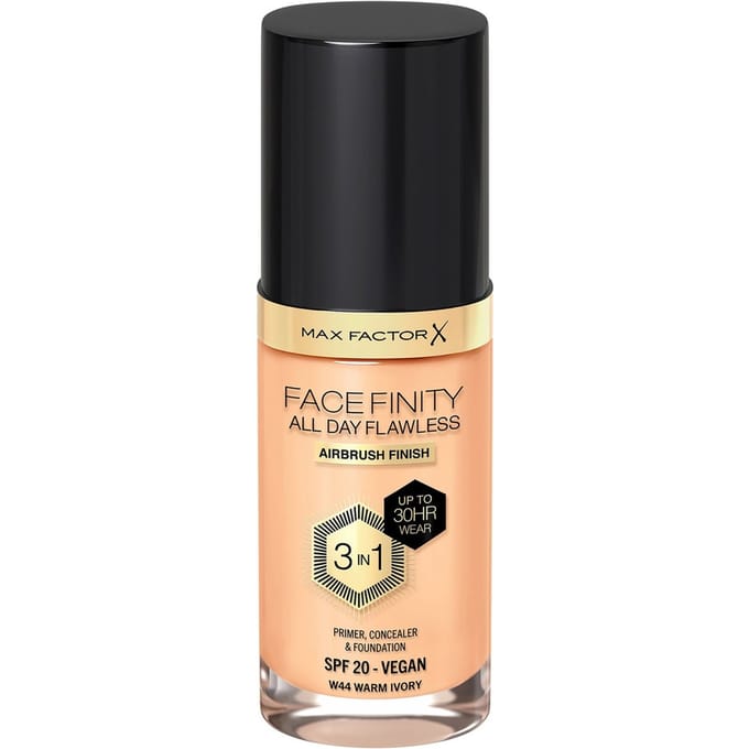 Max Factor Facefinity All Day Flawless 3 in 1 Vegan Foundation 30ml (Various Shades) - W44 - WARM IVORY