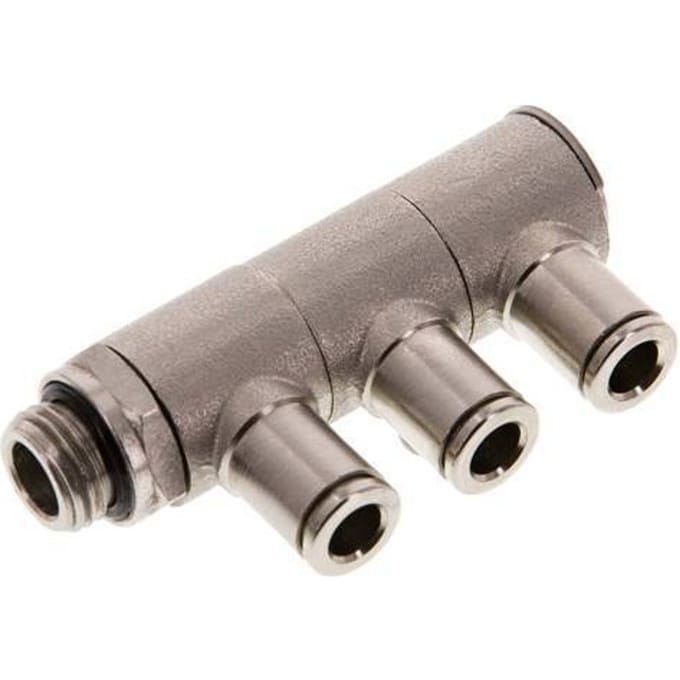 6mm x G1/4'' 3-way Manifold Messing Insteekfitting Buitendraad Draaibaar NBR