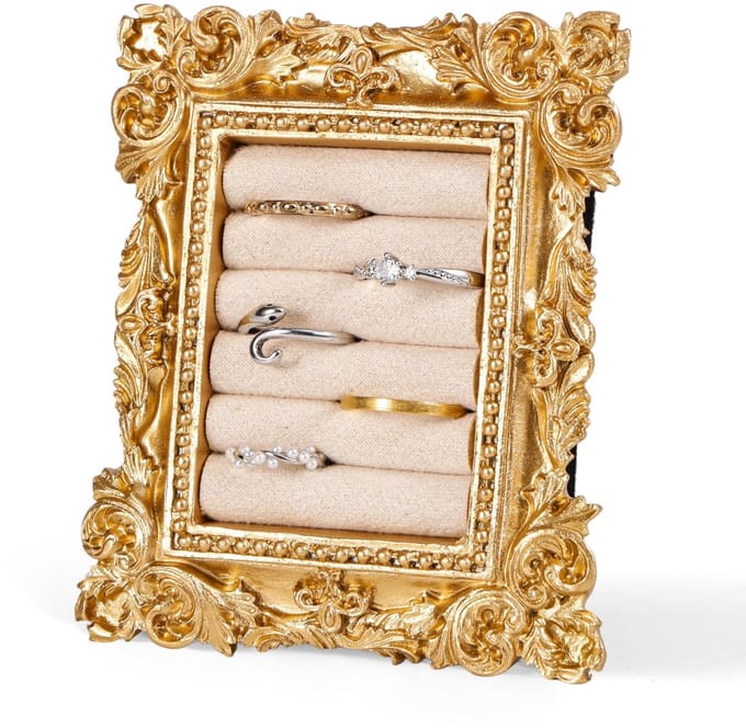 Vintage Ringhouder - Baroque Sieraden Organizer in Crème Wit