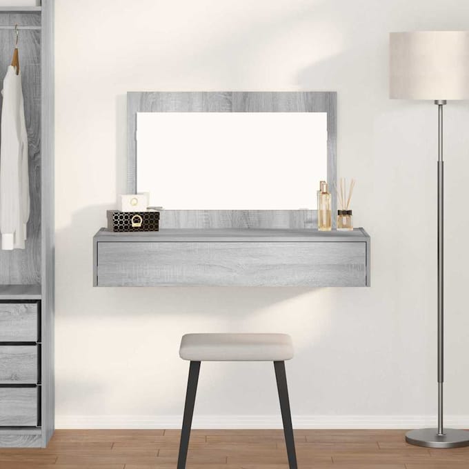 vidaXL - Kaptafel - Grijs - 100 - x - 40 - x - 70 - cm - Bewerkt - hout